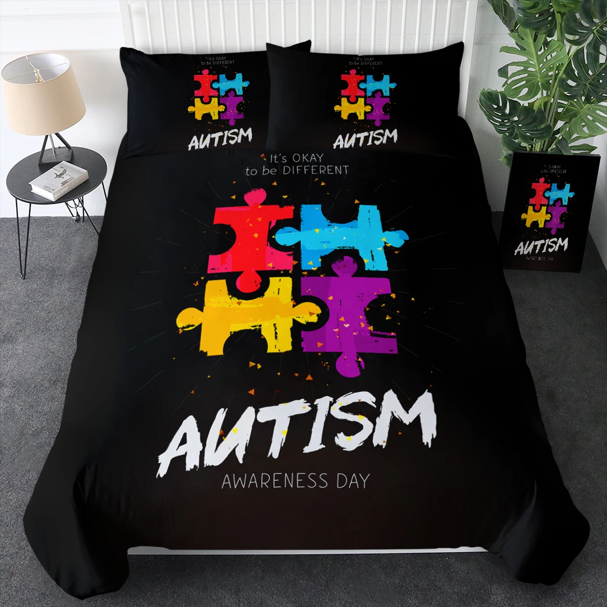 

Toy Brick Bedding Set with 2 Pillow Case housse de couette 3PCS Comforter Cover for Kids Girls Room Decor