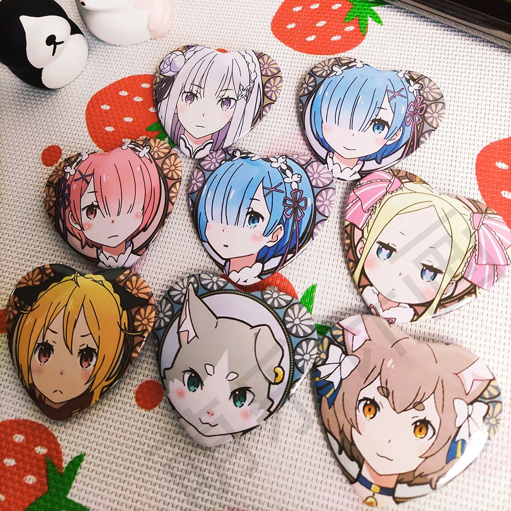 

Brdwn Re Zero жизнь в другом мире от нуля ОЗУ Rem Субару Нацуки Эмилия Беатрис в форме сердца значок Косплея