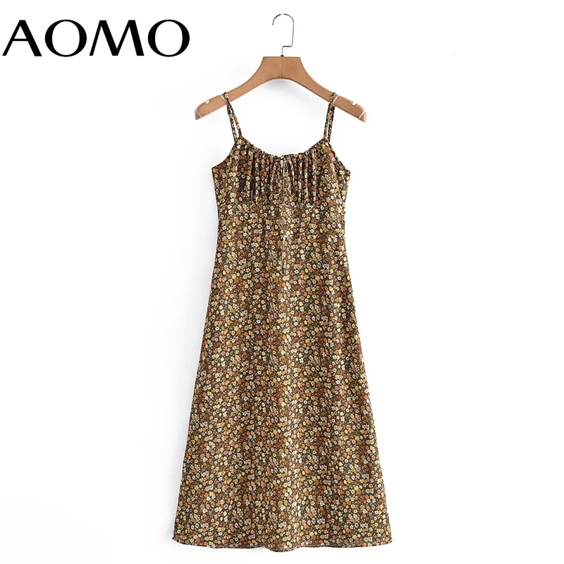 

Женское летнее платье средней длины AOMO, плиссированное повседневное пляжное платье с цветами, 3A296A, 2022