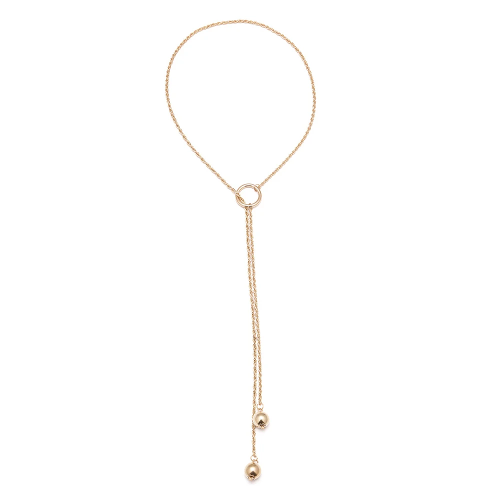 2019 элегантное Модное Длинное круглое металлическое ожерелье женское с имитацией