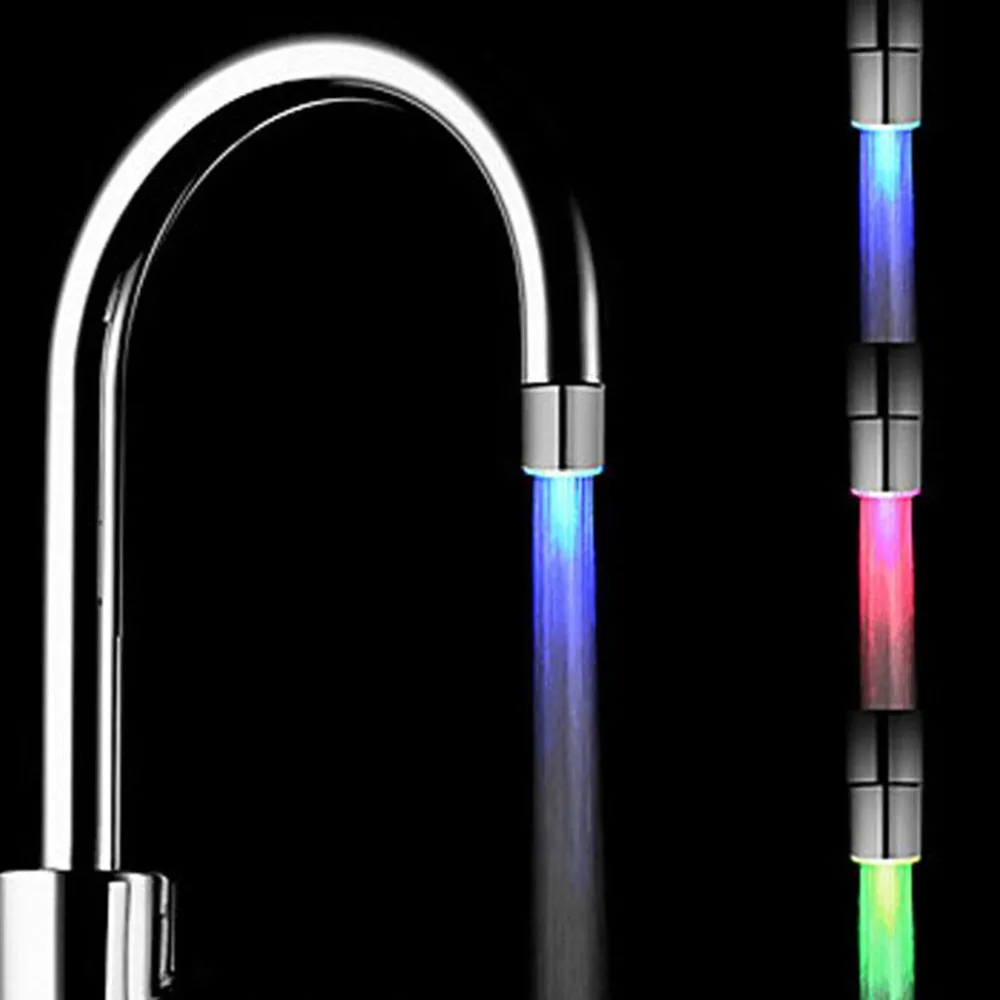 Temperature Sensor LED Light Water Faucet Tap Glow Lighting Shower Spraying Faucet for Kitchen Bathroom Drop Shipping Sale