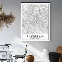 belgium city map bruxelles modern poster canvas painting wall art print picture for living room bedroom interior home decoration