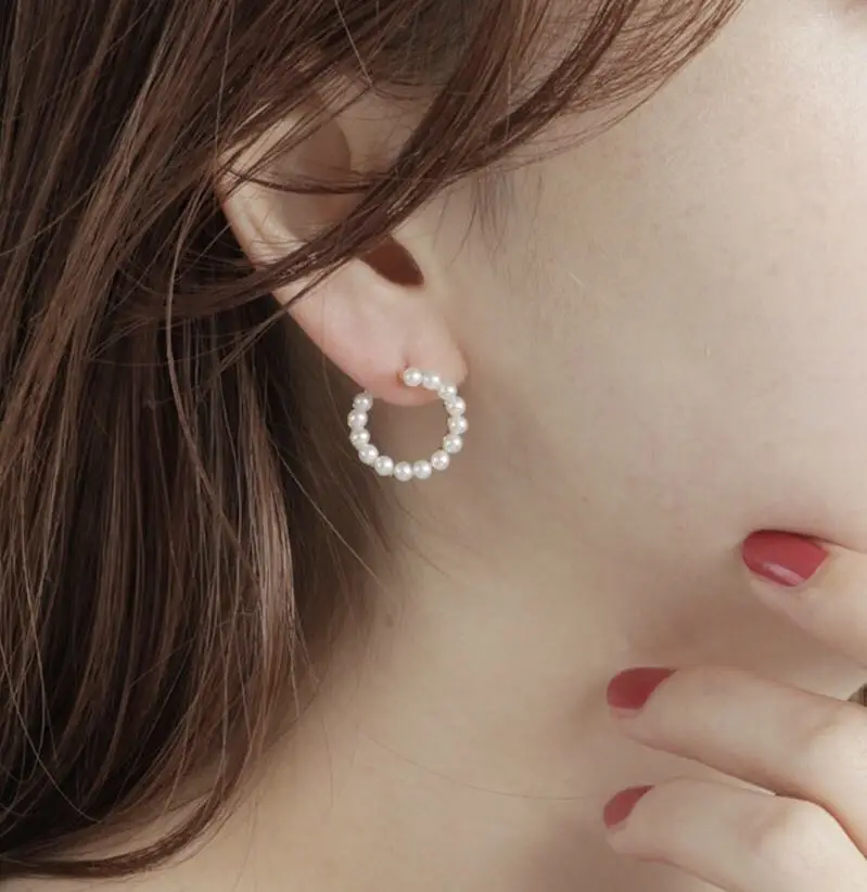 

Circle Pearl Earrings female gradient irregular arrangement temperament easy to match
