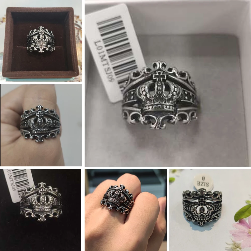 GOMAYA 316L из нержавеющей стали Открытые Кольца в форме короны для мужчин черный