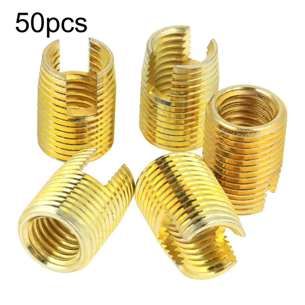 

High Quality 50/pcs Brass Self Tapping Thread Slotted Inserts Combination Set Steel Internal Thread Repair Tool Promotion