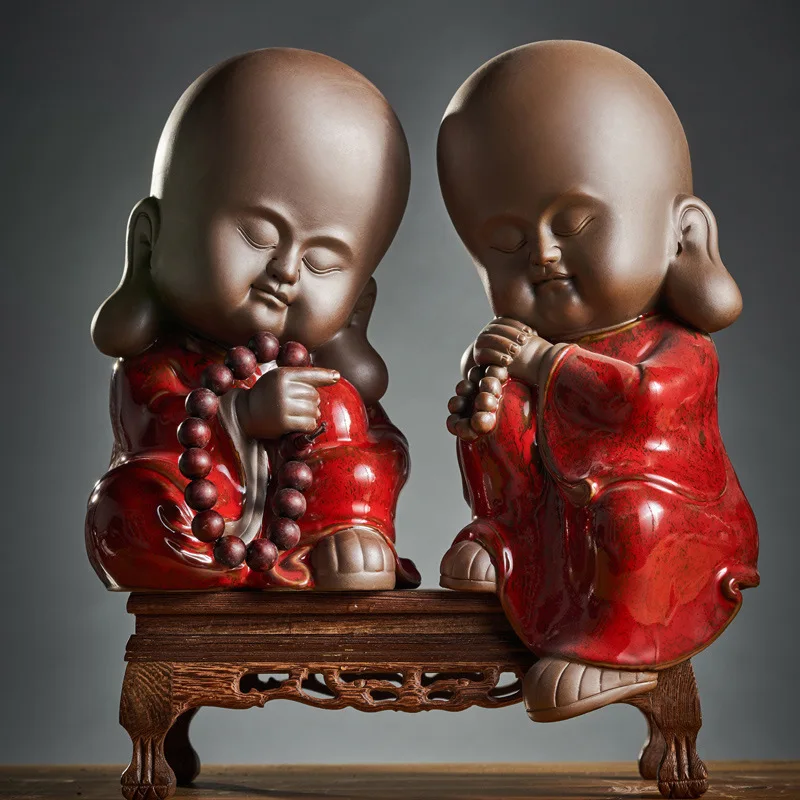 

Zen Baby Buddha Statue Chinese Style Cute Young Monk Figurine Funny Desktop Ornaments Creative Gift Unique Buddhism Crafts Decor