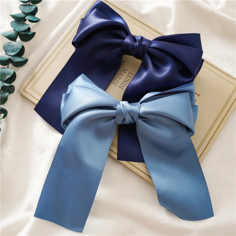 Заколка для волос с атласным бантом женская винтажный Модный зажим в Корейском