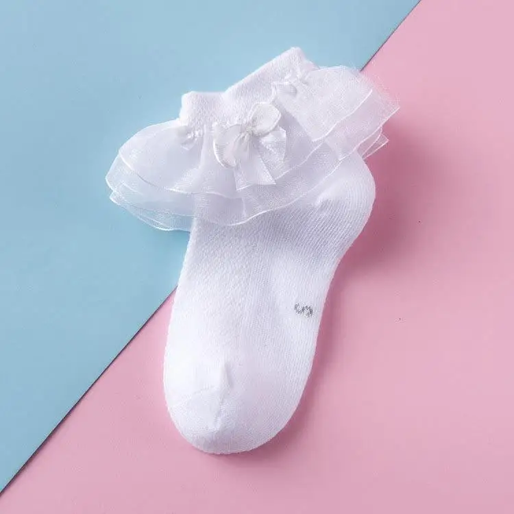 

Newborn Girls Lace Cotton Socks Breathable Soft Summer Thin Short Solid Sock Mesh Ruffle Princess Cute Casual