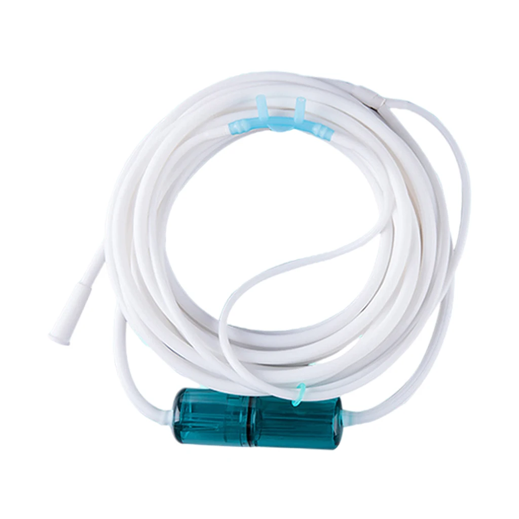 

2M Silicone High-Flow Oxygen Nasal Cannula Oxygen Tube with Water Collector Standard Connector Straw Lightweight Tubing