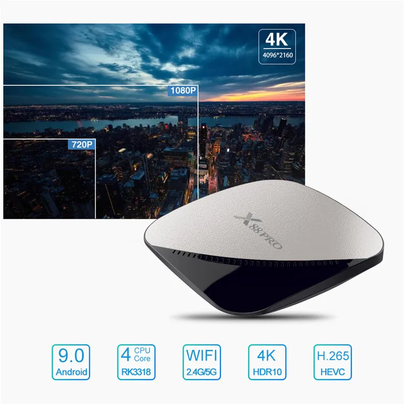 Приставка Smart Android 9,0 9 tv box 4K 4096x2160 HDR USB 3,0 HDMI 2,0 для 4K@ 60 Гц DDR3 Поддержка 3D видео