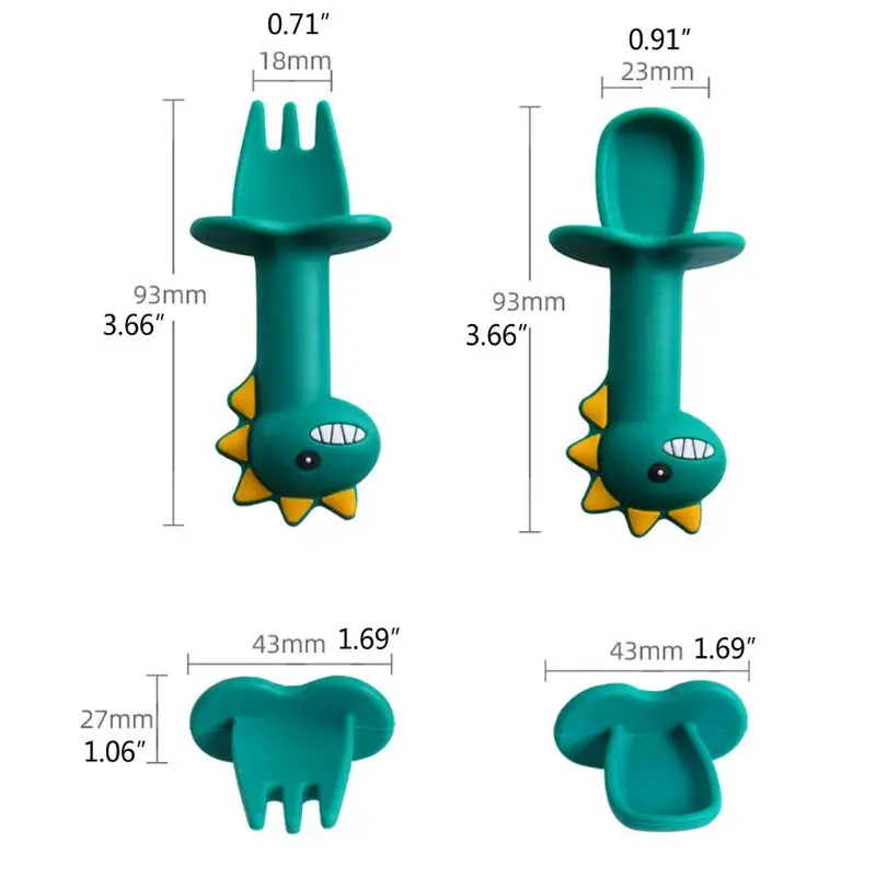 

2pcs/lot Baby Training Fork Spoon Set Silicone Baby Feeding Tableware Set Food Grade Newborn Accessories Teether