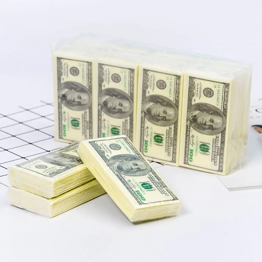 10PCS 100$ Dollars Napkin US Dollar Bill Money Paper Towel Party Tricky Gift Disposable Napkins Wedding Party Decoration images - 3
