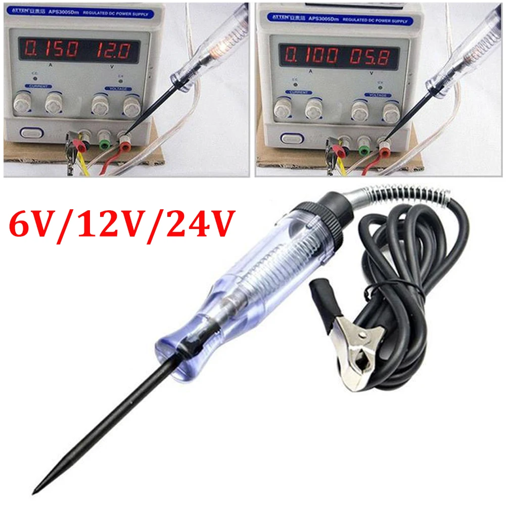 

Durable Car Voltage Circuit Tester 6V/12V/24V DC System Probe Continuity Auto Test Light Lamp Voltage Test Pen Detector Coppe