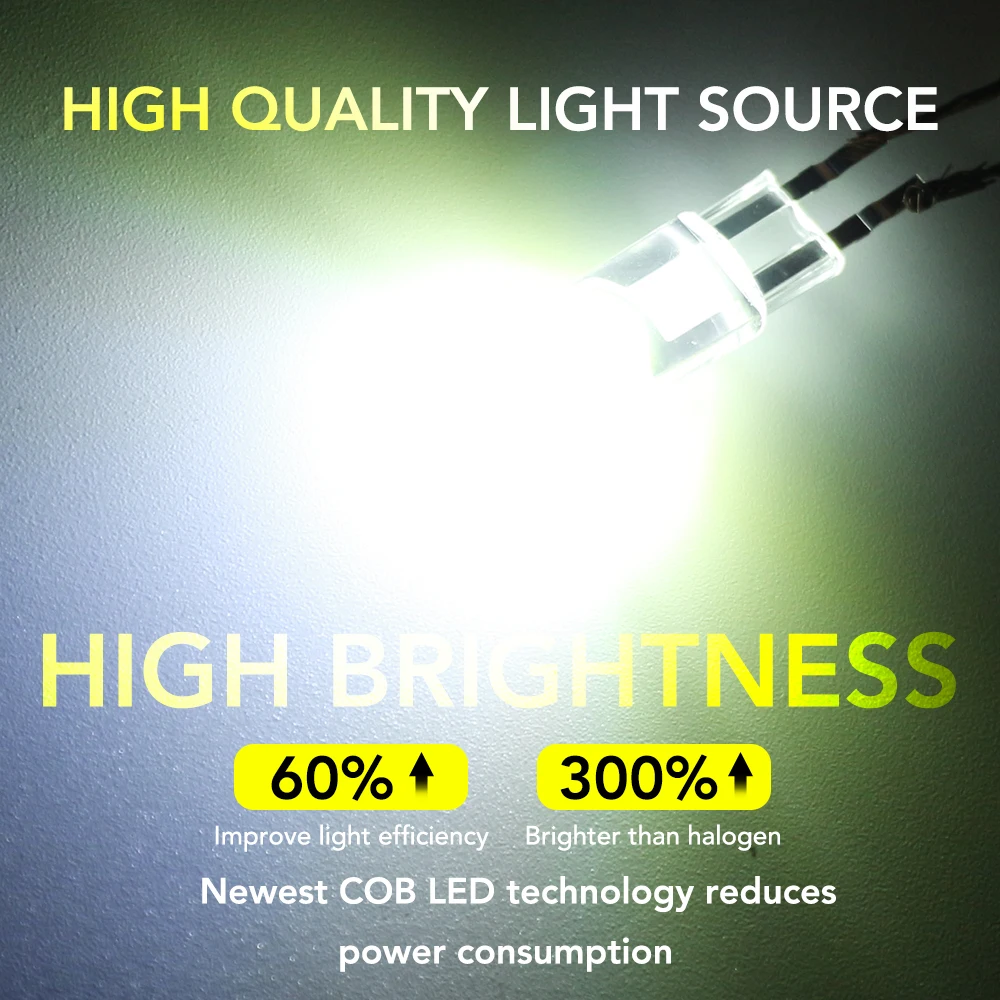 10x W5W Led T10 автомобильный светильник COB Стекло Белый номерной знак лампа для Volkswagen