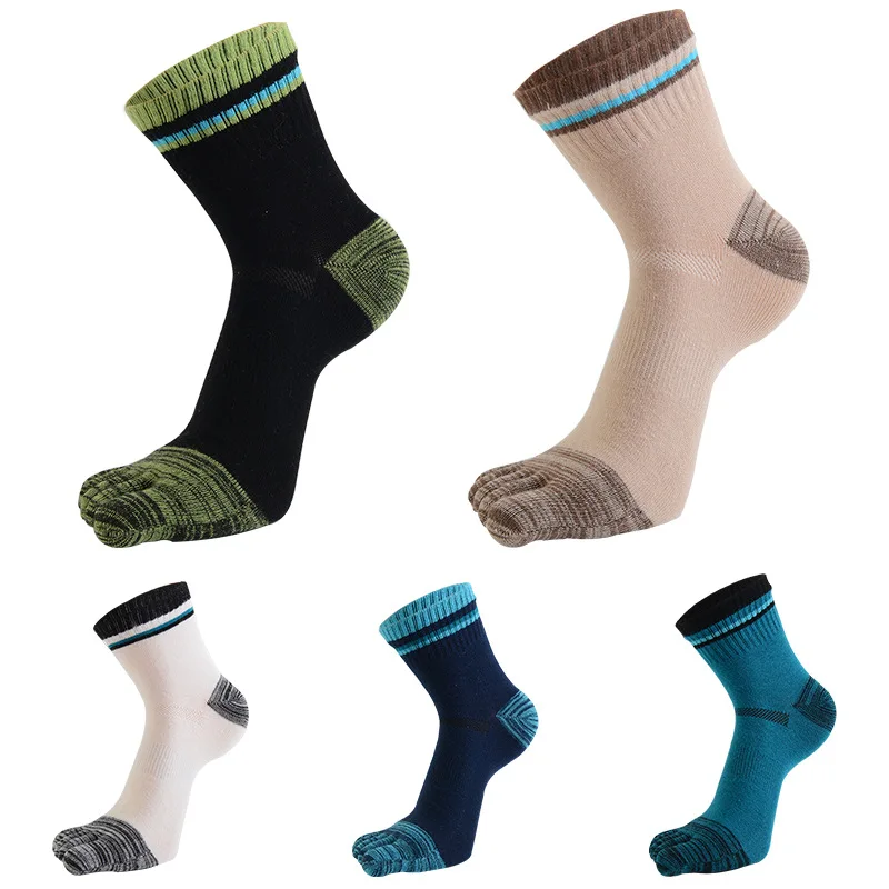

Новые спортивные и удобные мужские носки с пятью пальцами, хлопковые осенние полоски, удобные, впитывающие пот и дезодорирующие носки в сти...