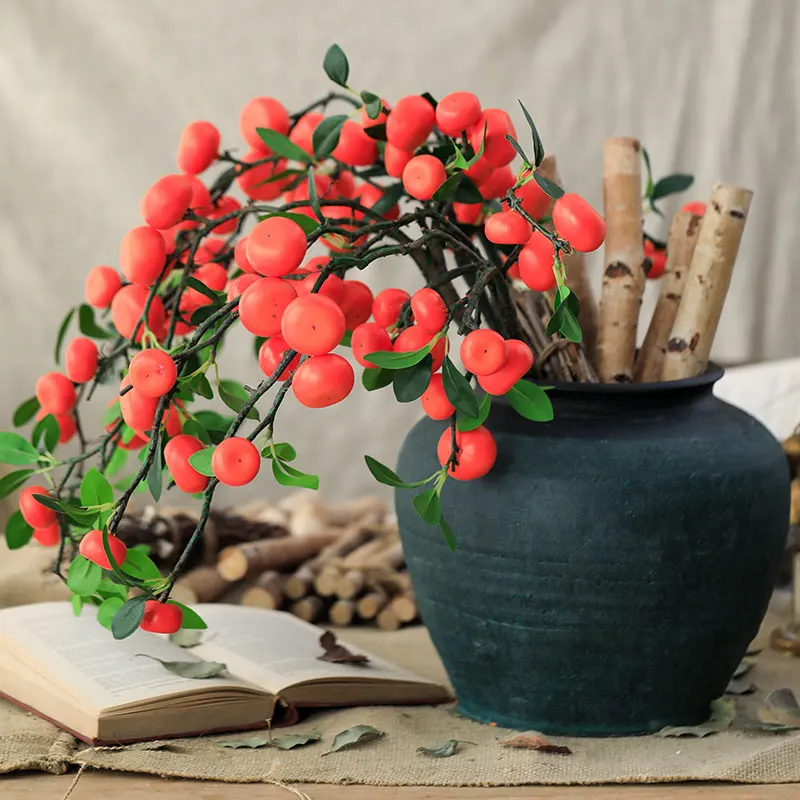 

Имитация фруктов, оранжевых, 85 см, искусственные красные апельсины, фруктовые ветки, гостиная, домашняя Цветочная композиция, украшения для ...