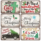 Ретро рождественские металлические знаки, подарок, Декор для дома, винтажная Новогодняя жестяная тарелка, знак Санта Клауса, постер, милое украшение для дома на стену