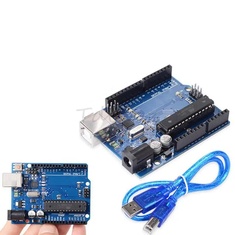 Uno R3 Разработочная плата ATmega328P CH340 CH340G для Arduino с прямым шестеренчатым заголовком с кабелем Один набор.