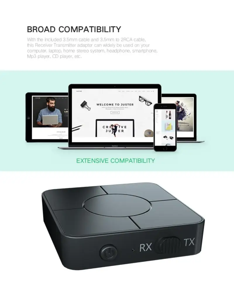 

KN326 Bluetooth 5.0 Transmitter Receiver Wireless Audio 3.5mm Jack Aux Adapter With Bluetooth Hands-free TV Car Stereo