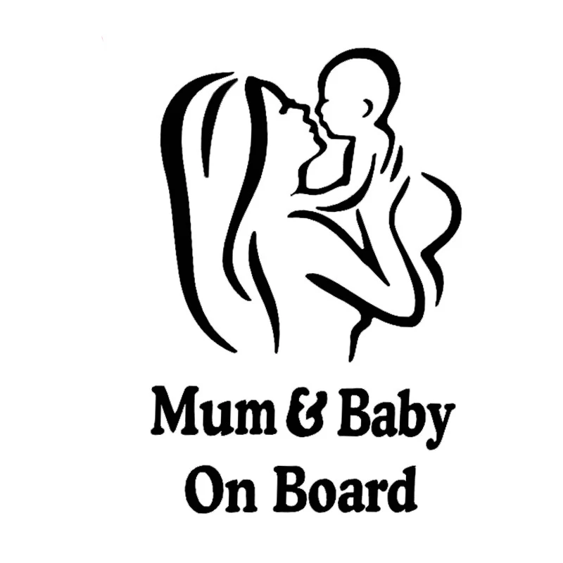 

LLY-0480 Mum and Baby on Board Car Safety Warning Stickers Creative Figure Window Decal PVC Reflective Waterproof Cars Decals