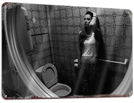 

Toilet Sexy Woman Vintage Retro Metal Tin Sign Wall Plaque Decor Wild Girl Toilet Sexy Woman Poster Cafe(8inchx12inch)