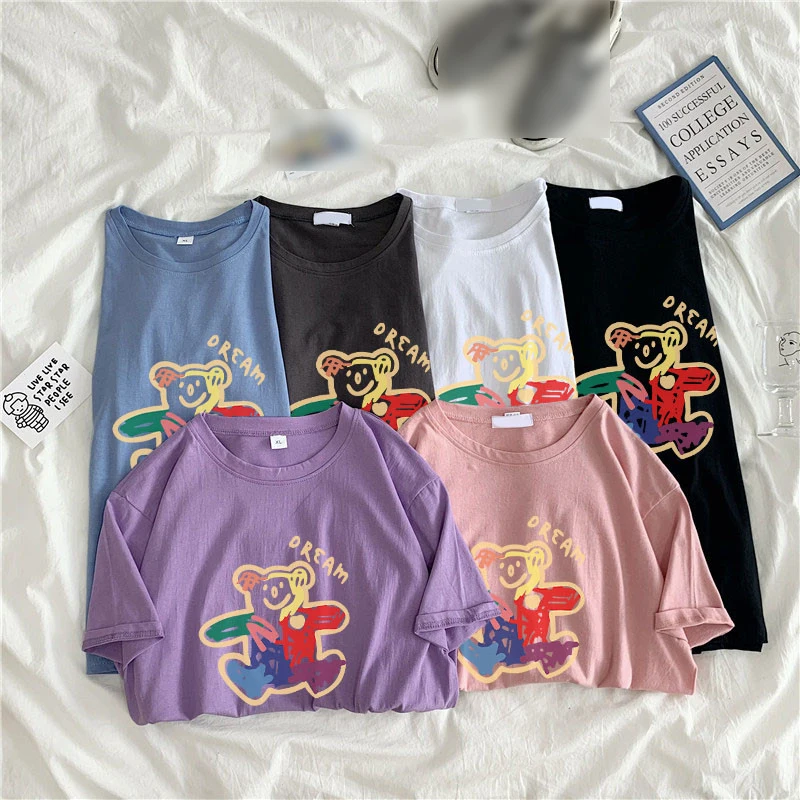

Oversized T Shirt Summer Hand Painted Short-Sleeve T-Shirt Women'S Summer Fashion 2021 Cute Tops 2000s Aesthetic Ladies Clothing