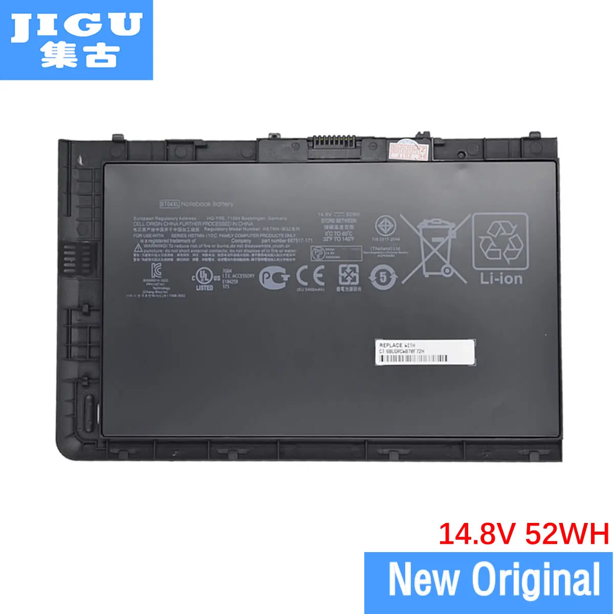 

JIGU ORIGNAL BT04XL Laptop Battery for HP EliteBook Folio 9470m 14.8V 52Wh Battery BT04XL 687945-001 14.8V 52WH