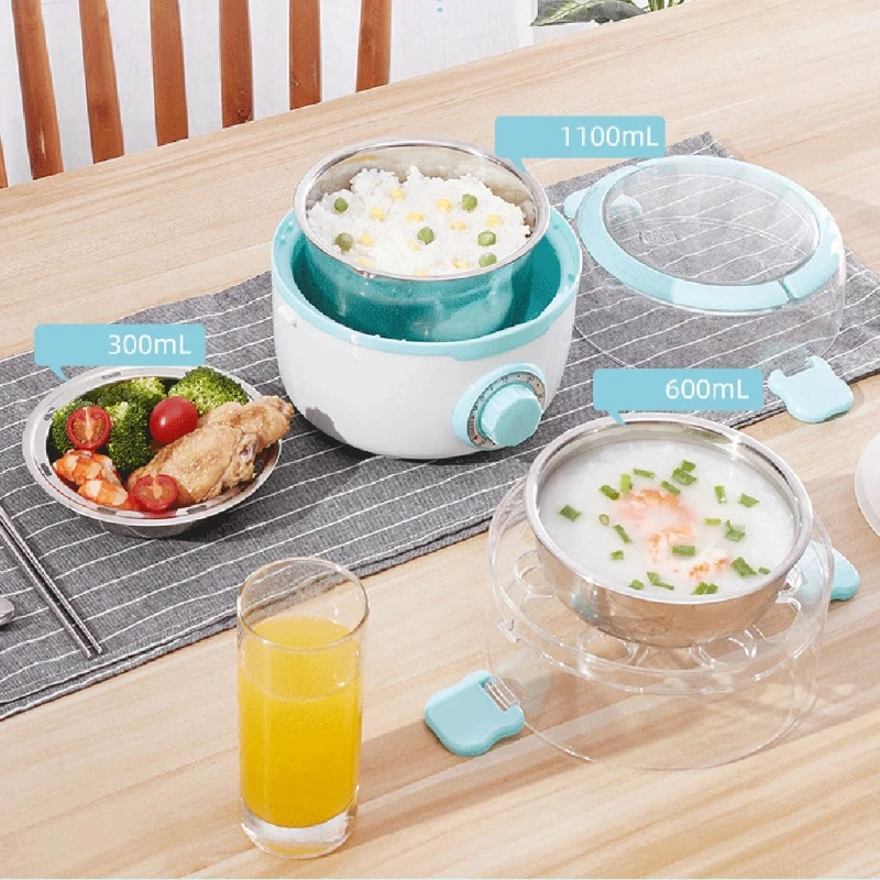 

Multifunctional Electric Lunch Box Double Layer Rice Cooker Portable Food Heater Portable Car Travel Kitchen Cooking Tools