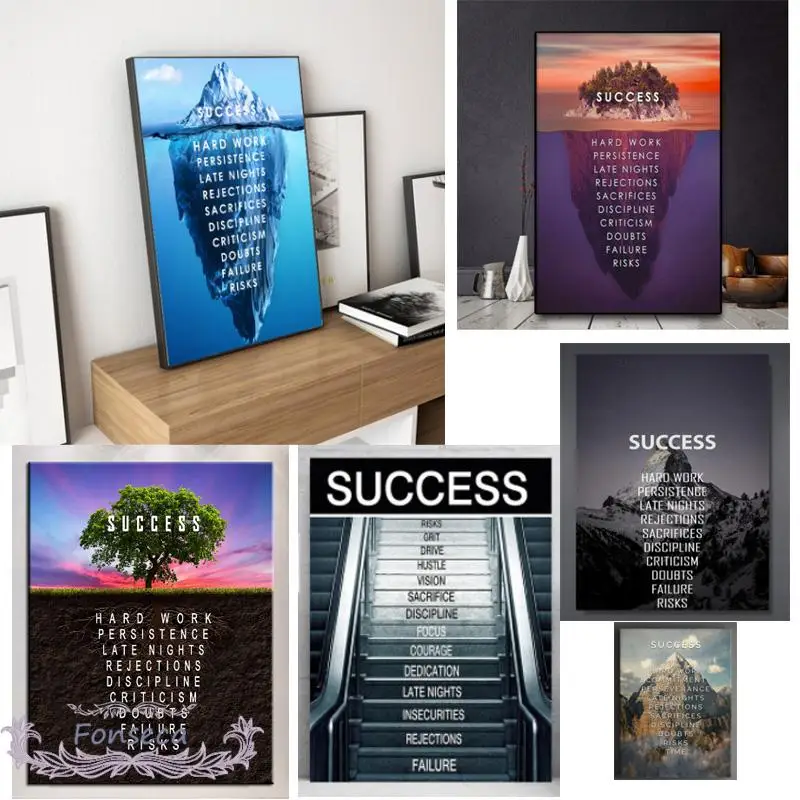 Элементы успеха холст настенные картины письмо фотографии Wall Art звездным принтом