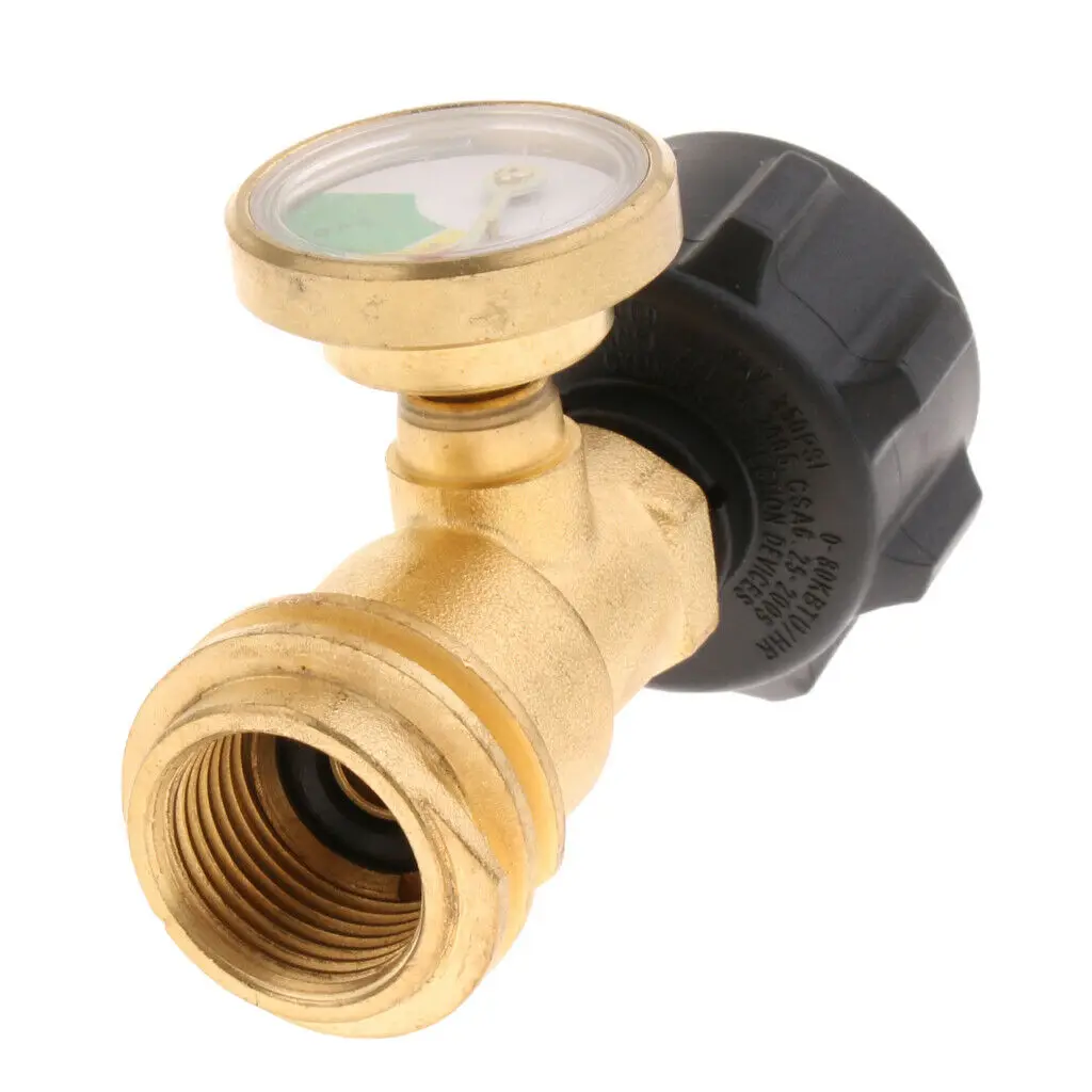 

QCC1 Propane Tank Brass Adapter Pressure Gauge LP Gas Conversion Connector For Grill BBQ RV Camper Accessories North America