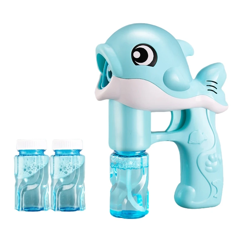 

2021 New 1PC Blue/Pink Bubble Maker Outdoor Toy Dolphin Bubble Toy with Music & Light