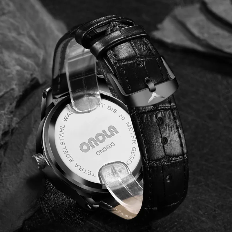 Часы наручные ONOLA мужские с ремешком из натуральной кожи брендовые модные