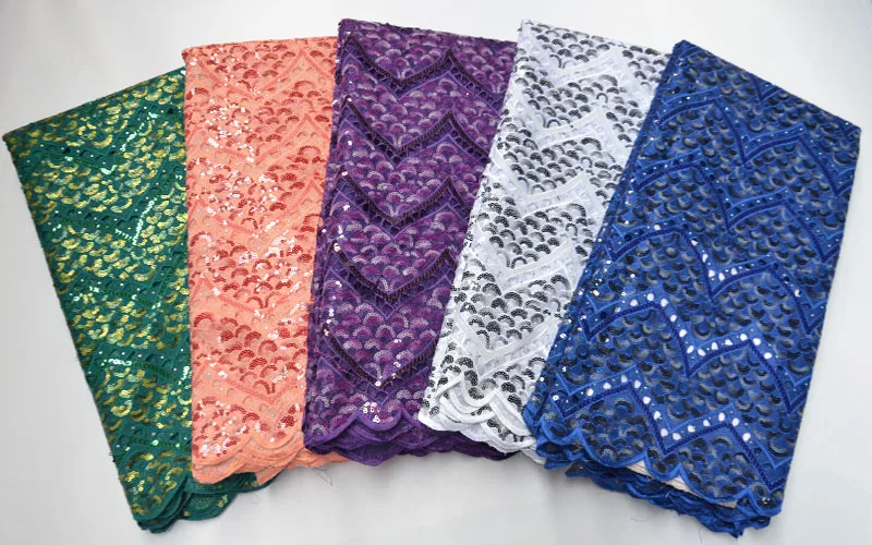 luxury Sequins Lace Fabric High Quality Latest African French Tulle Organza With stone Wedding P-8 |