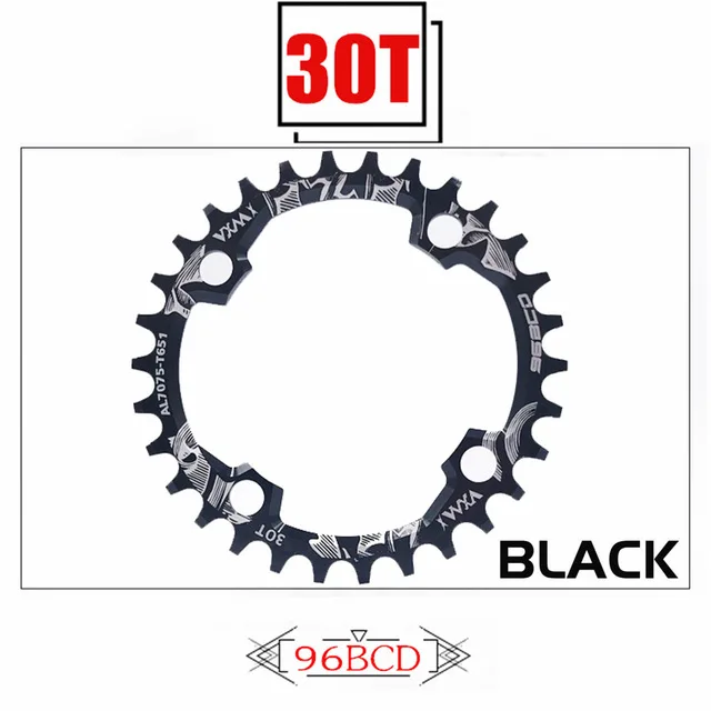 Black 30T Round VXM Велосипедная кривошипная и цепная цепь VXM 96BCD 32 T/34 T/36 T/38 T круглая узкая широкая цепь MTB дорожный велосипед шатун бензопилы запчасти для велосипеда - Цвет: Black 30T Round VXM
