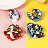 pf744 kimetsu no yaiba japanese anime icons enamel pin brooches on clothes backpack collar hat badge lapel pin jewelry gifts