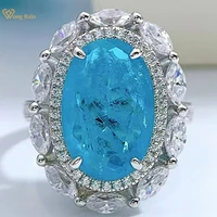 wong rain 925 sterling silver 1015 mm oval cut paraiba tourmaline created moissanite engagement ring for women fine jewelry