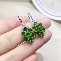 luxury sterling silver gemstone drop earrings for party 14 pieces 3mm5mm natural diopside earrings gift for woman