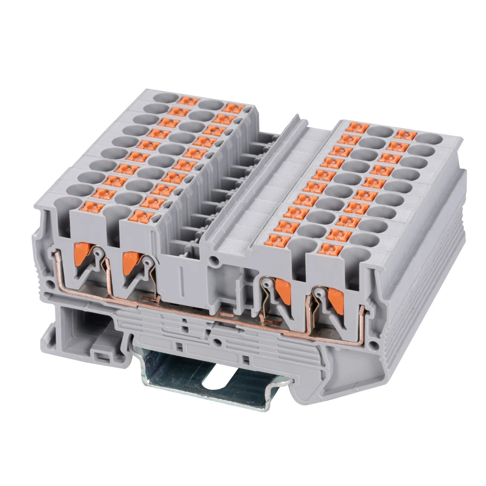 

ST2-2.5/2X2 Din Rail Twin Terminal Block Quattro Push In Spring PT2.5 Wire Conductor 10 Pcs