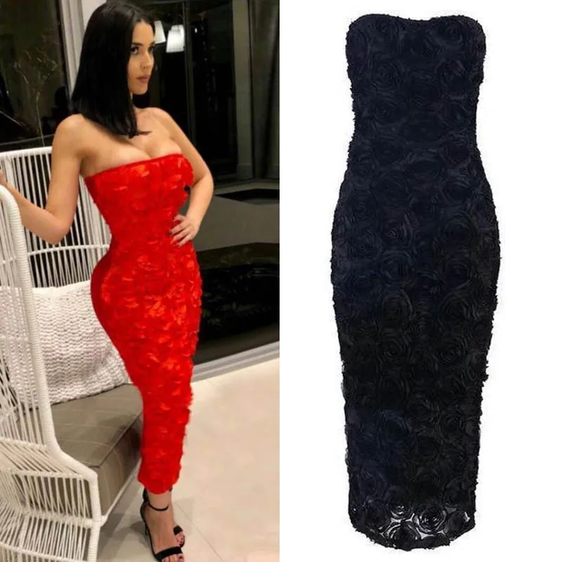 

2019 Cross-Border New European and American Dress Hot Sexy Boob Tube Top Sleeveless Dress
