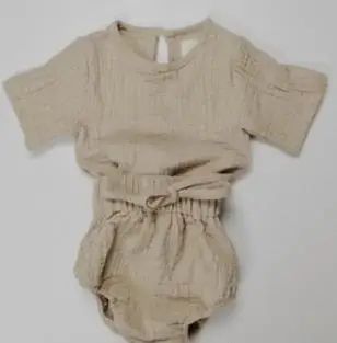 

2019 linen casual sets Tops+shorts cute baby toddler clothing sets baby linen short sleeve pp Hot pants Two-piece set baby