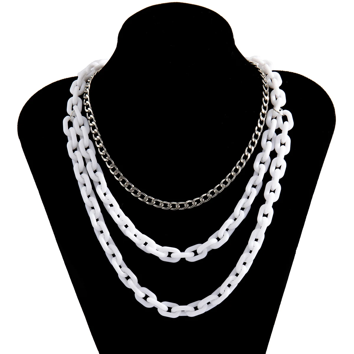 

SHIXIN Layered Hip Hop Acrylic Thick Chain Necklace for Women/Men Punk White Choker Necklace Chains on Neck Jewelry 2021 Fashion