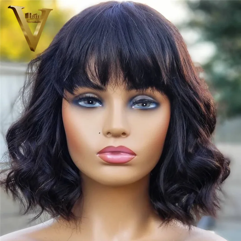 Короткий парик с челкой 4x4 фронтальным кружевом человеческие волосы для женщин