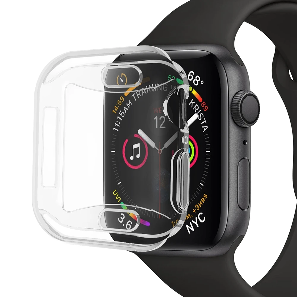 Ультра-мягкий тонкий чехол для Apple Watch TPU 40 мм 44 мм чехол Защитное покрытие часов полосы аксессуары для серии 4