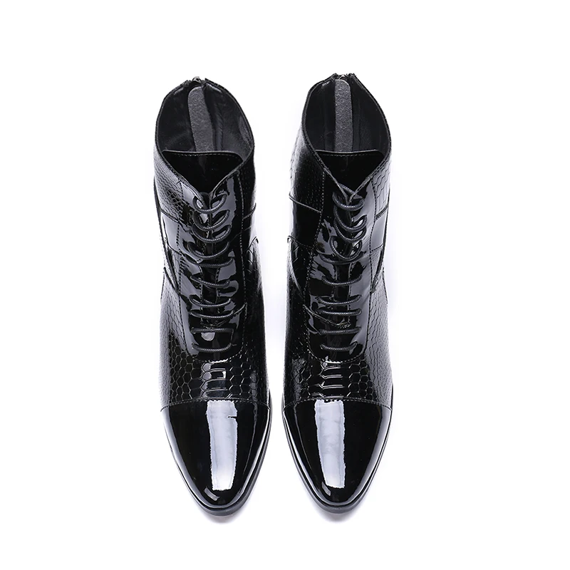 Ботильоны из натуральной кожи на высоком каблуке молнии со шнуровкой модные