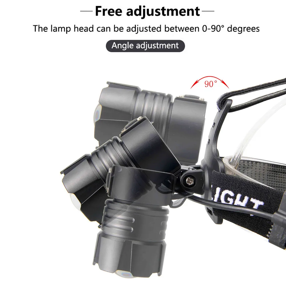 Фонарь налобный XHP70.2 светодиодный Аккумуляторный с зарядкой от USB 3 аккумулятора