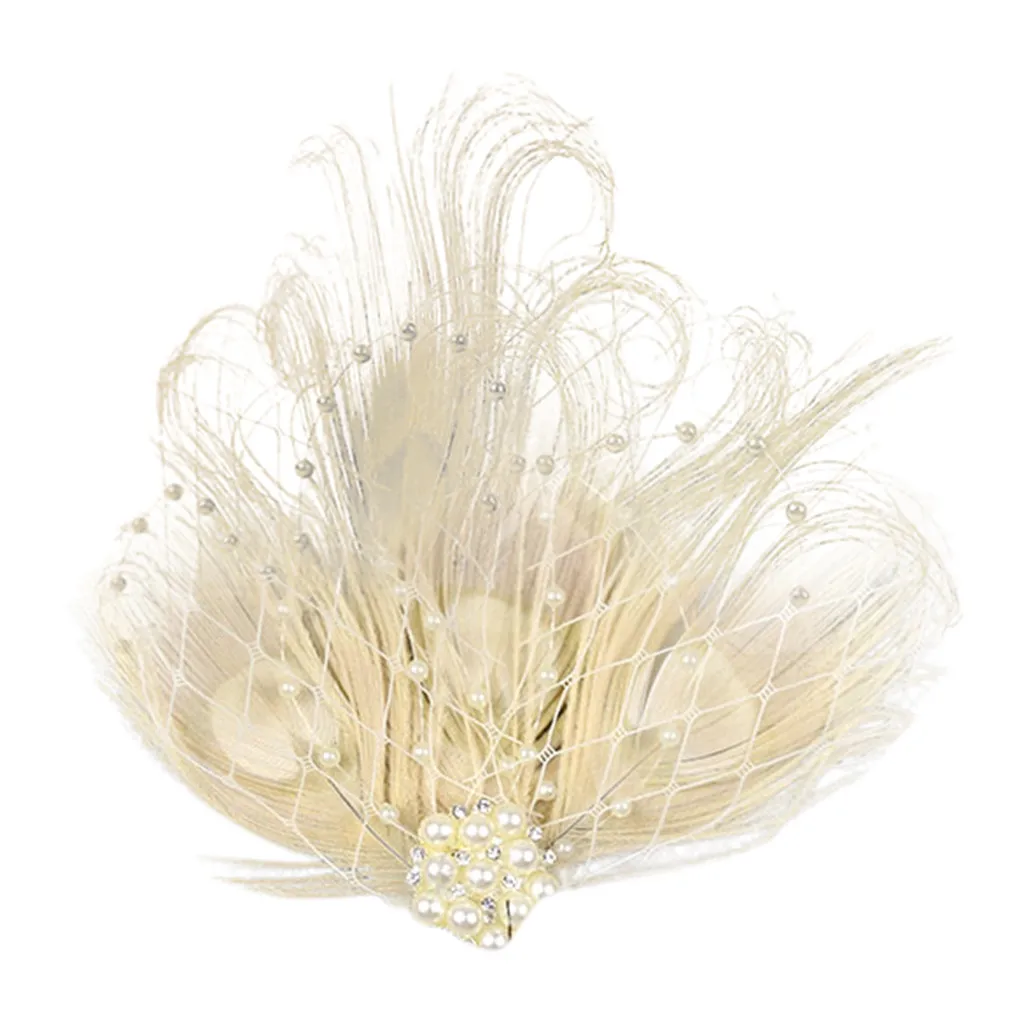 

Hotest Women Fashion Tea Party Wedding Headband Ladies Casual Feather Brooch Hair Clip Headwear Accessoires
