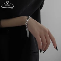 harajuku style metal titanium steel cuban bracelet men and women ins niche design punk personality couple bracelet