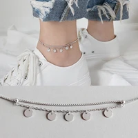 ypay box chain disc ankles for women girls genuine 925 sterling silver foot bracelets fine accessories jewelry wholesale yma007