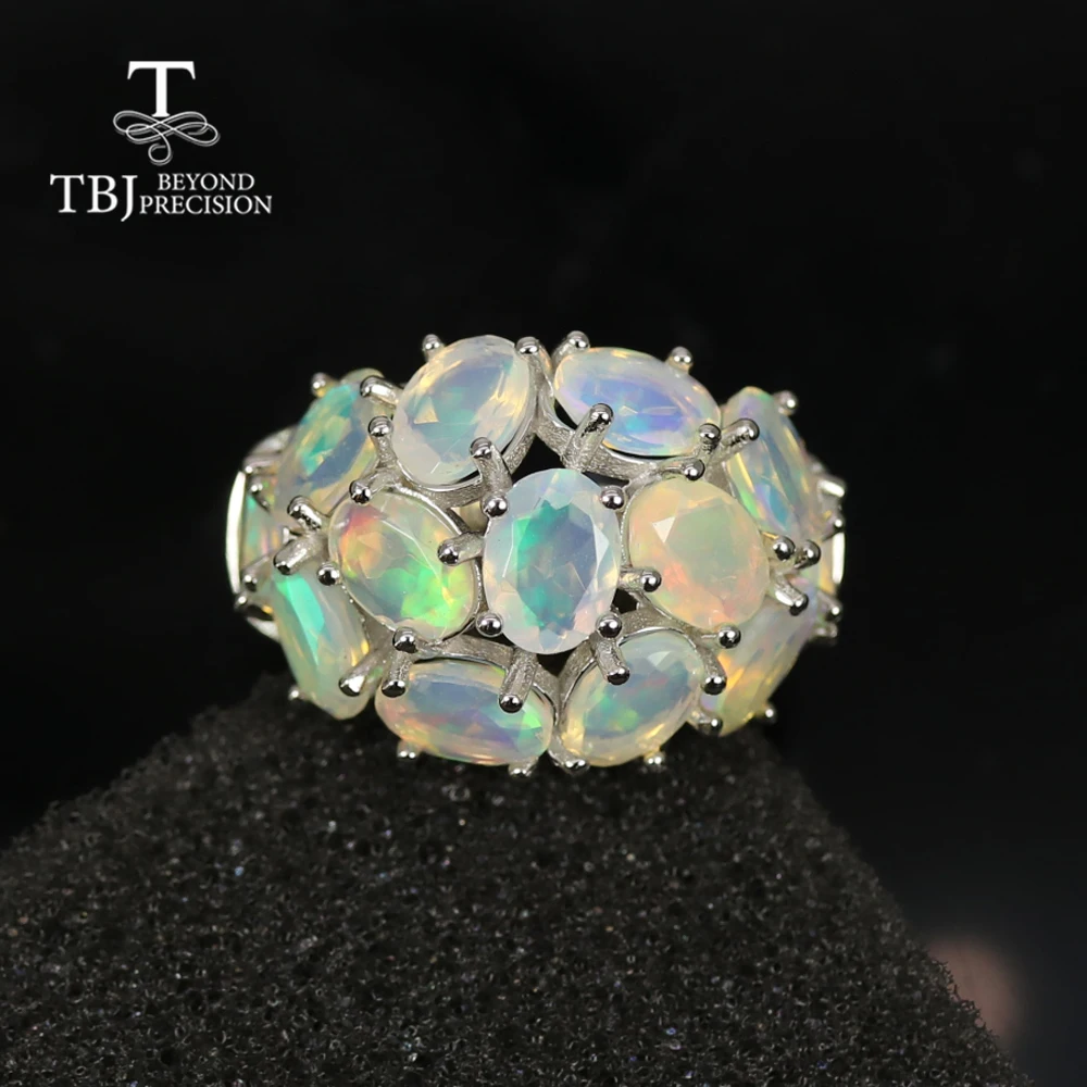 

TBJ,12ct Natural Opal colorful Gemstones big Ring ov5*7mm 925 sterling silver luxury women fine jewelry anniversary party gift