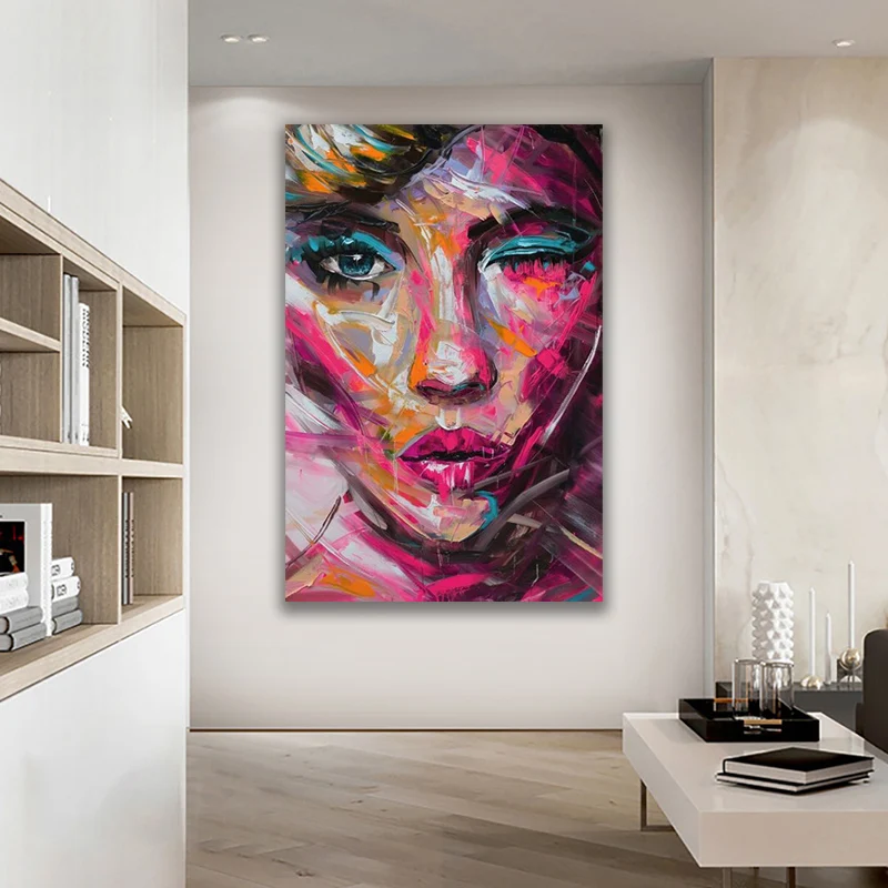 

Abstract Woman Face Oil Paintings Print On Canvas Art Posters And Prints Modern Wall Art Canvas Pictures For Living Room Cuadros